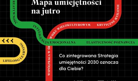 grafika z napisami na czarnym tle