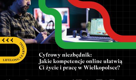 grafika przedstawiającą tytuł artykułu z mężczyzną piszącym w notatniku